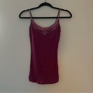 SOLD: Magenta Ribbed Lace Trim Camisole Top